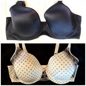 Set of 2 34D Underwire Bali Bras Black & White